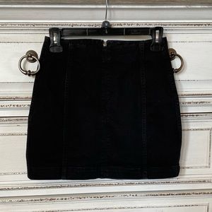 Black jean stretch skirt